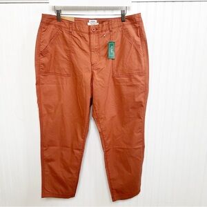 LL Bean Favorite Fit Copper Brown/Coral Stretch Canvas Ankle Pants 16 Petite NEW